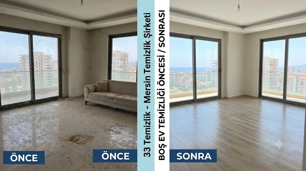 Boş ev temizliği öncesi ve sonrası karşılaştırma — 33 Temizlik