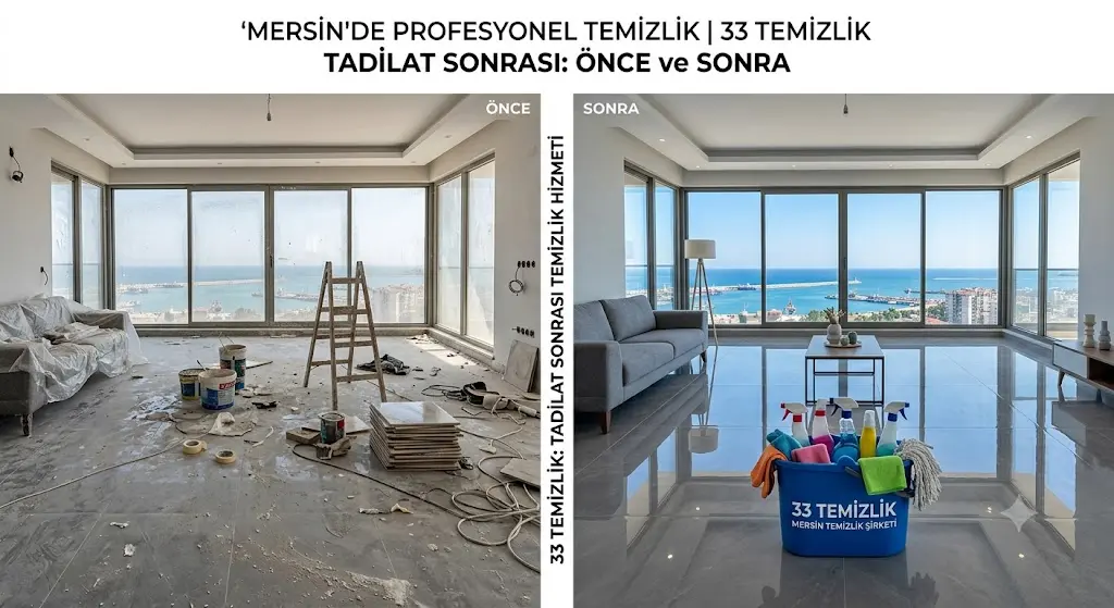 Tadilat sonrası temizlik öncesi ve sonrası karşılaştırma — 33 Temizlik